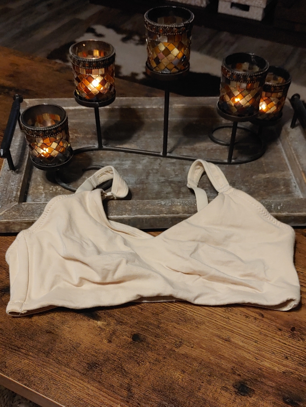 Q-T Intimates 36D Beige Unpadded Wirefree Super Soft Bra
